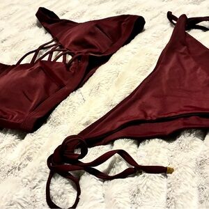 Maroon Z Supply Deep Red Bikini Set